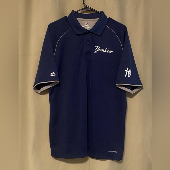 New York Yankees Majestic Cool Base
Polo Shirt Navy Blue White MLB Men’s L - Picture 1 of 3